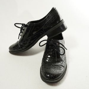 Black Patent Leather Oxfords; Bass Della Wingtips